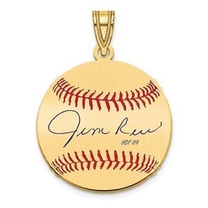 14K Gold Plated Jim Rice Signature SM Enamel Baseball Pendant